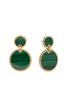 Elements® Double Drop Earrings in 18K Yellow Gold with Malachite
